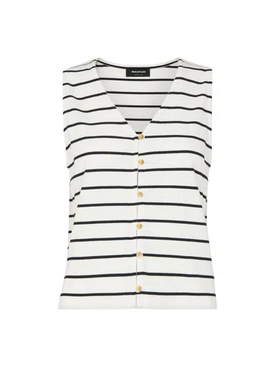 WHISTLES STRIPE BUTTON FRONT TANK, SIZE L