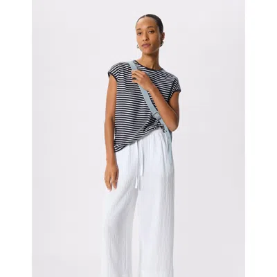 Whistles Stripe Cap Sleeve T-shirt In Gray