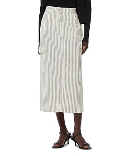 Whistles Stripe Cargo Midi Skirt In White/multi