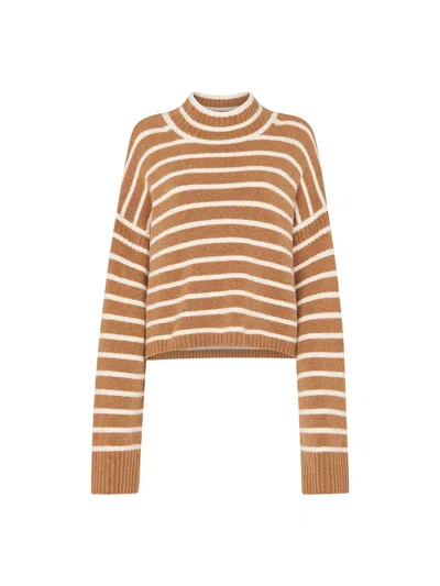 Whistles Striped Turtleneck Sweater In Cream/multi