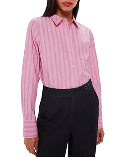 Whistles Striped Boxy Fit Shirt In Pink/multi