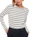 Whistles Stripe Crew Neck Pocket Top, Size 16 In Ivory/multi