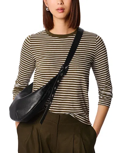 Whistles Striped Crewneck Pocket Top In Multi