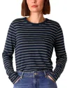 Whistles Stripe Crew Neck Pocket Top, Size 16 In Navy/multi