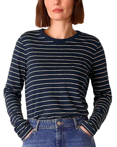 WHISTLES STRIPED CREWNECK POCKET TOP