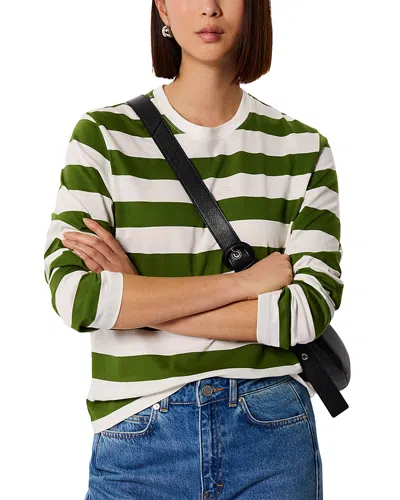 Whistles Relaxed Stripe Long Sleeve Tee In Green