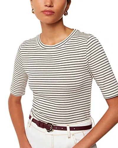 Whistles Striped Round Neck Tee In Navy/multi