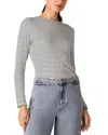 Whistles Womens Striped Long-sleeved Stretch-cotton Top Cream In Ivory Multi