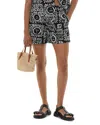 Whistles Womens Monochrome Sunman Graphic-print Elasticated-band Linen Cotton-blend Shorts In Black/white