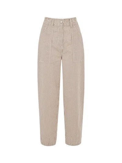 Whistles Tessa Striped Casual Trousers In Brown/multi