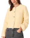 Whistles Womens Patch-pocket Collarless Textured Cotton Jacket Butter In Nude