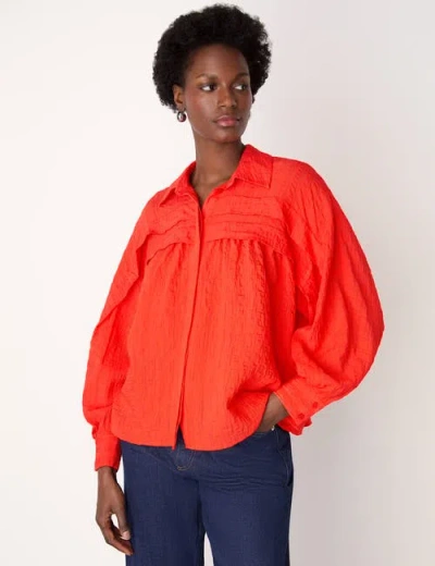 Whistles Womens Textured Frill-trim Woven Blouse In Red