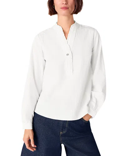 Whistles Textured Frill Top In White