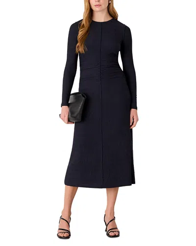 Whistles Textured Jersey Ruched Dress In Black
