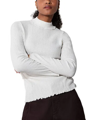 Whistles Textured Long Sleeve Top In White