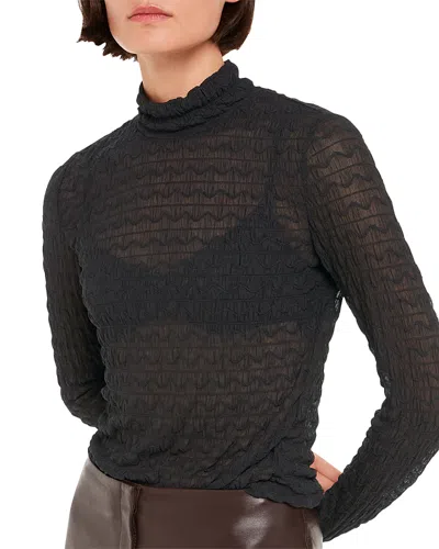 Whistles Textured Ruched Top In Black