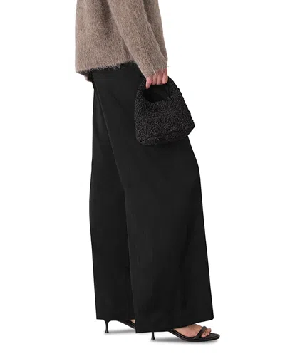 Whistles Textured Satin Pintuck Pants In Black