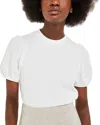 Whistles Womens White Scalloped-neck Puff-sleeve Textured Cotton-blend Top In White
