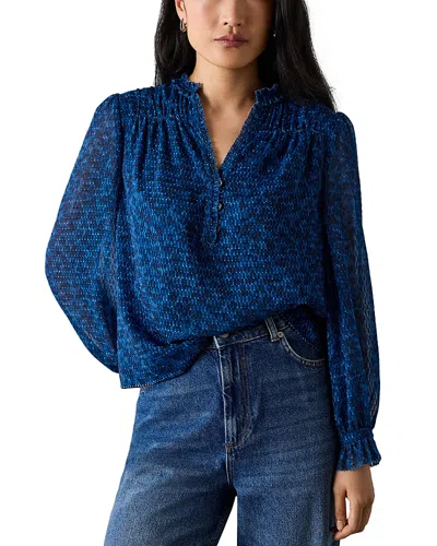 Whistles Womens Ditsy Floral Print Woven Blouse Blue
