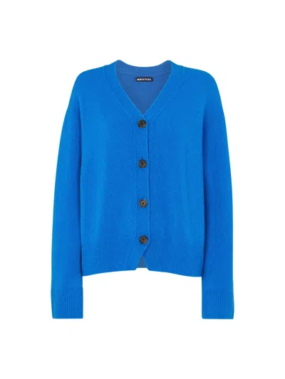Whistles Womens Blue Textured Wool-blend Knitted Cardigan