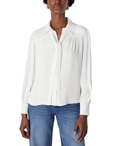 Whistles Tie Detail Crepe Blouse In White