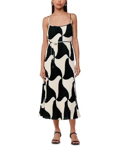 Whistles Triangle Swirl Pleated Dress In Black