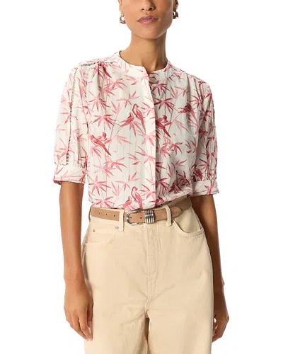 Whistles Womens Multi-coloured Tropical Bird Textured Woven Shirt In Pink