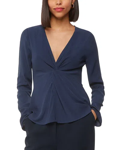 Whistles Twist Front Textured Top In Blue