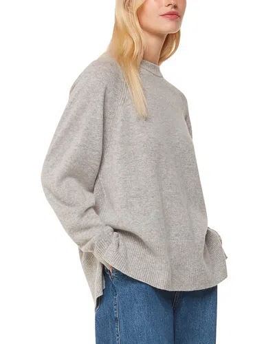 Whistles Ultimate Cashmere Crewneck Sweater In Grey Marl