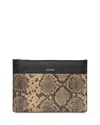 Whistles Una Snake Print Panel Pouch Zip Clutch In Multicolor