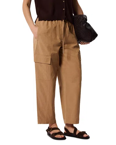 Whistles Womens Cream Utility Barrel-leg Cotton Trousers In Nude