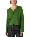 Whistles V Neck Button Front Cardigan In Green