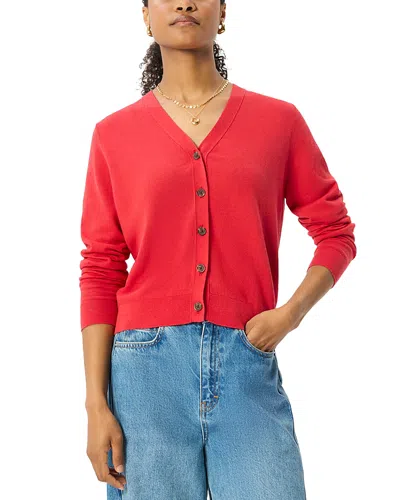 Whistles V Neck Linen Cardigan In Red