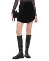 Whistles Velvet Curved Hem Mini Skirt In Black