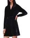 Whistles Velvet Wrap Mini Dress In Navy