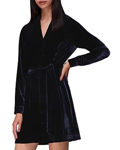 Whistles Velvet Wrap Mini Dress In Navy