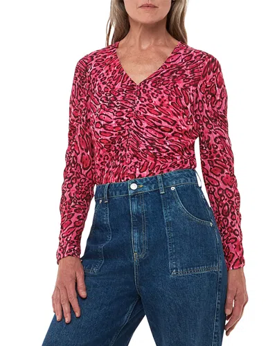Whistles Waving Leopard Gathered Top In Pink/multi