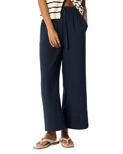 Whistles Wide Crop Cheesecloth Pants In Blue