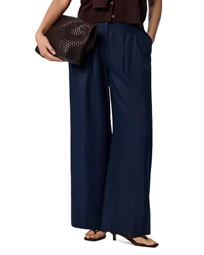 Whistles Wide Leg Hopsack Trousers In Blue