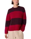 Whistles Wide Stripe Knit Sweater In Burgundy