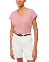 WHISTLES WILLA V NECK CAP SLEEVE COTTON TEE