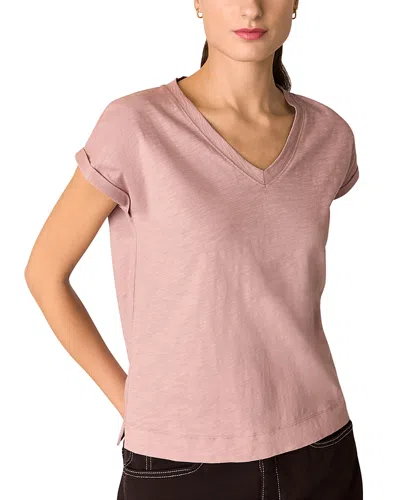 Whistles Willa V Neck Cap Sleeve Tee In Dusty Pink