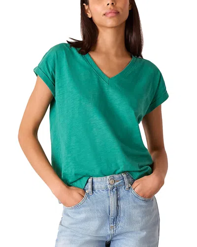 Whistles Willa V Neck Cap Sleeved Tee In Green