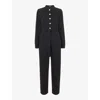 Whistles Womens Black Andrea Button-up Long-sleeve Cotton Jumpsuit In Black