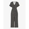 Whistles Angled Stripe Jumpsuit In Black