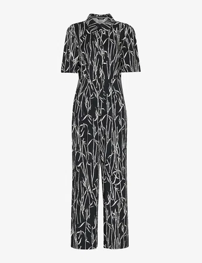 Whistles Womens Black Bamboo-print Straight-leg Woven Jumpsuit