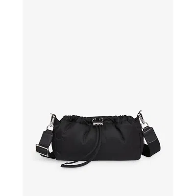 Whistles Womens Black Benny Drawstring Woven Cross-body Bag