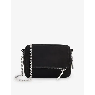 Whistles Bibi Suede Mini Bag Zip Crossbody In Black