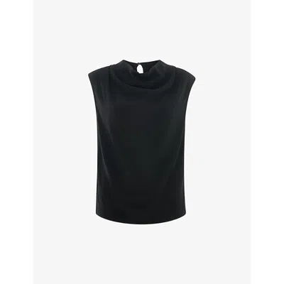 WHISTLES WOMENS BLACK COWL-NECK SLEEVELESS WOVEN TOP
