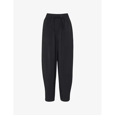Whistles Womens Black Drawstring-waist Carrot-leg High-rise Woven Trousers